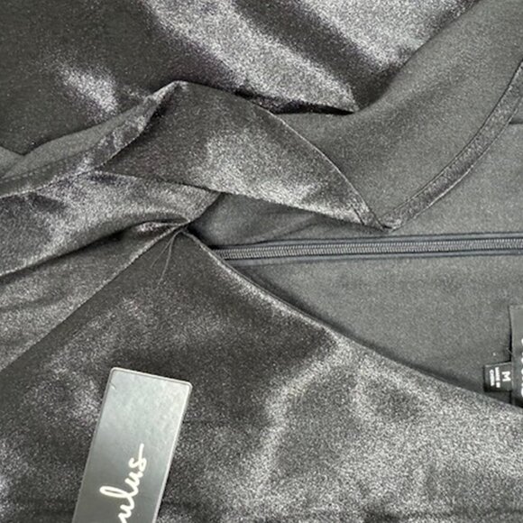 NWT Lulus Aubrianna Black Satin Ruffled Mini Dress - Picture 7 of 8